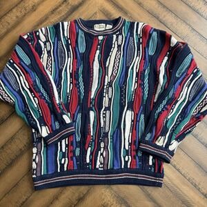 Cotton Traders Vintage Cosby 3D Knit Striped Sweater Men's XL
